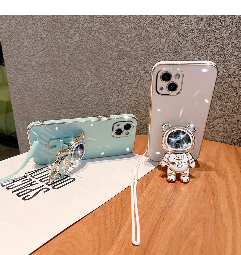 TechGlobe Compatible Electroplated 16 Phone Case Liquid Sand Creative 13 Pro Max Internet Celebrity New Space Bear_voghion.com