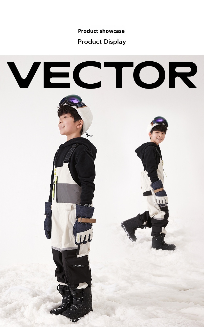 001 VECTOR Children's Overalls Ski Boys Girls Color Block Warm Waterproof Windproof New Style Suspender Pants_voghion.com