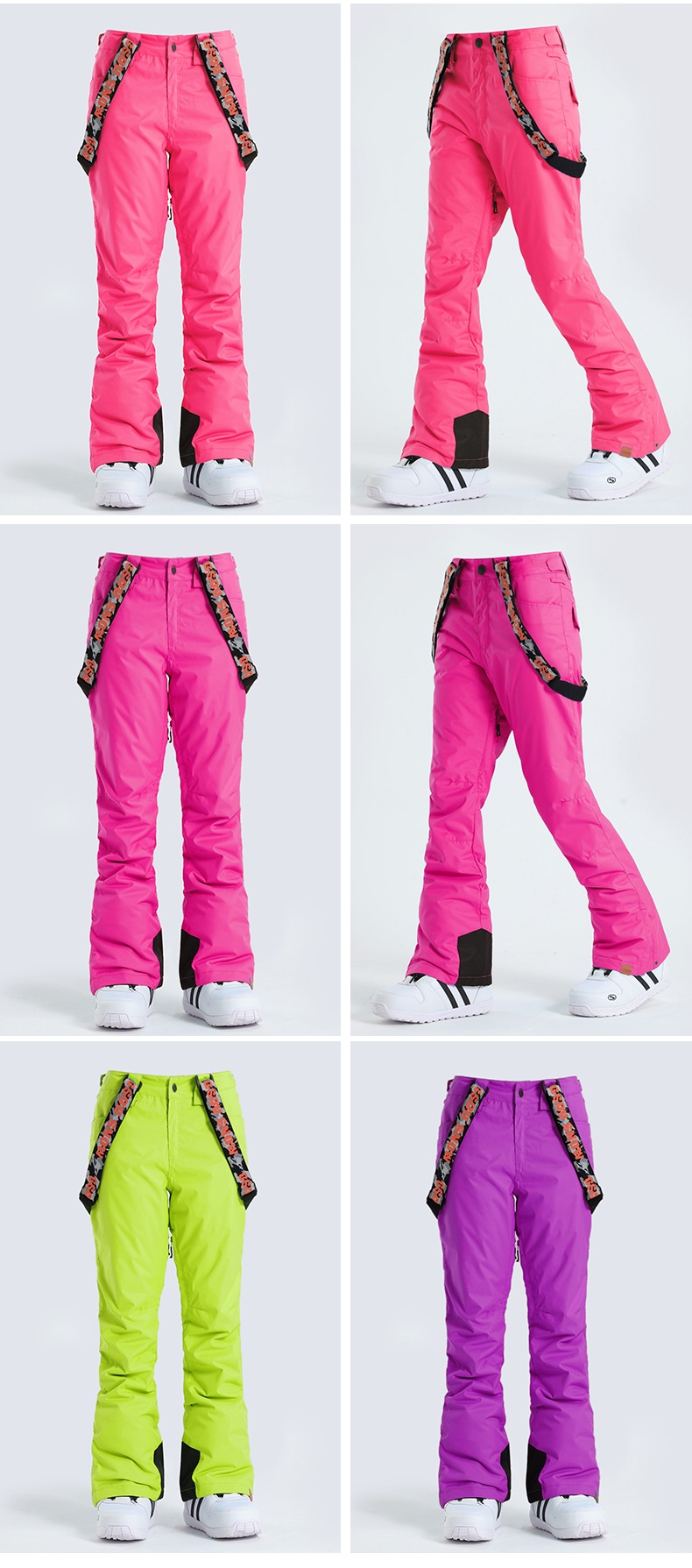 001 Gsousnow Damen Winddicht Wasserdicht Verdickt Warm Skianzug Snowboard Schneehose mit Riemen_voghion.com
