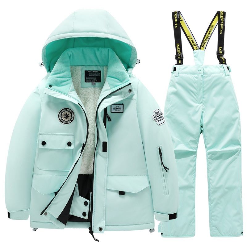 001 Winter New Children's Suit Set Boys And Windproof Waterproof Jacket Thickened Warm Professional Ski Pants Girls_voghion.com