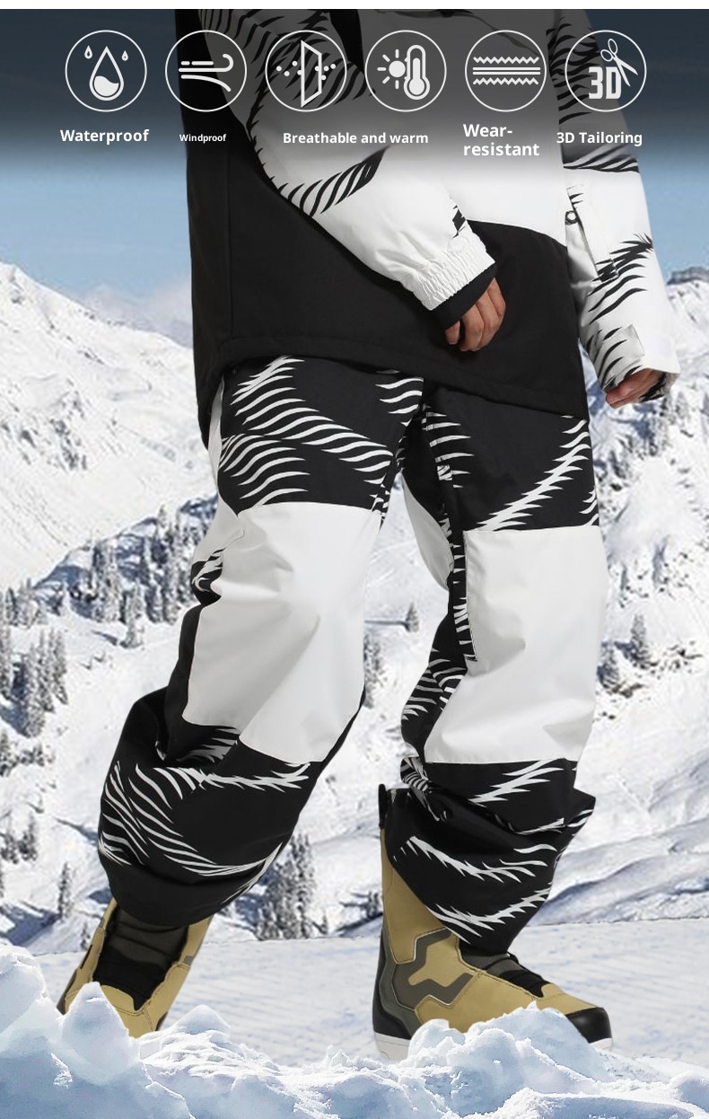 001 New Winter Pants For Women, Snowboard And Skiing, Thickened Windproof Warm Color Block Loose Snow Pants, Men's Ski_voghion.com