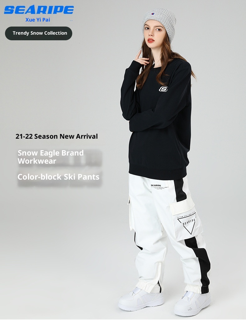 001 Snowboardanzug mit Bündchen für Damen und Herren, Skiausrüstung, winddicht, wasserdicht, lasergeschnitten, Arbeitskleidung, Schneehose_voghion.com