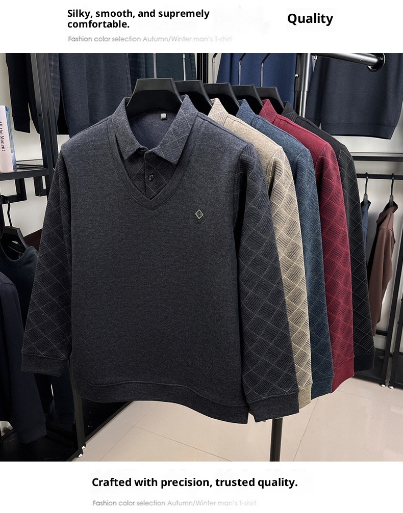 Maglione da uomo Boy Boy con fodera in lana di pecora e pile, design a due pezzi ispessito, nuovo modello 2025, base calda invernale_voghion.com