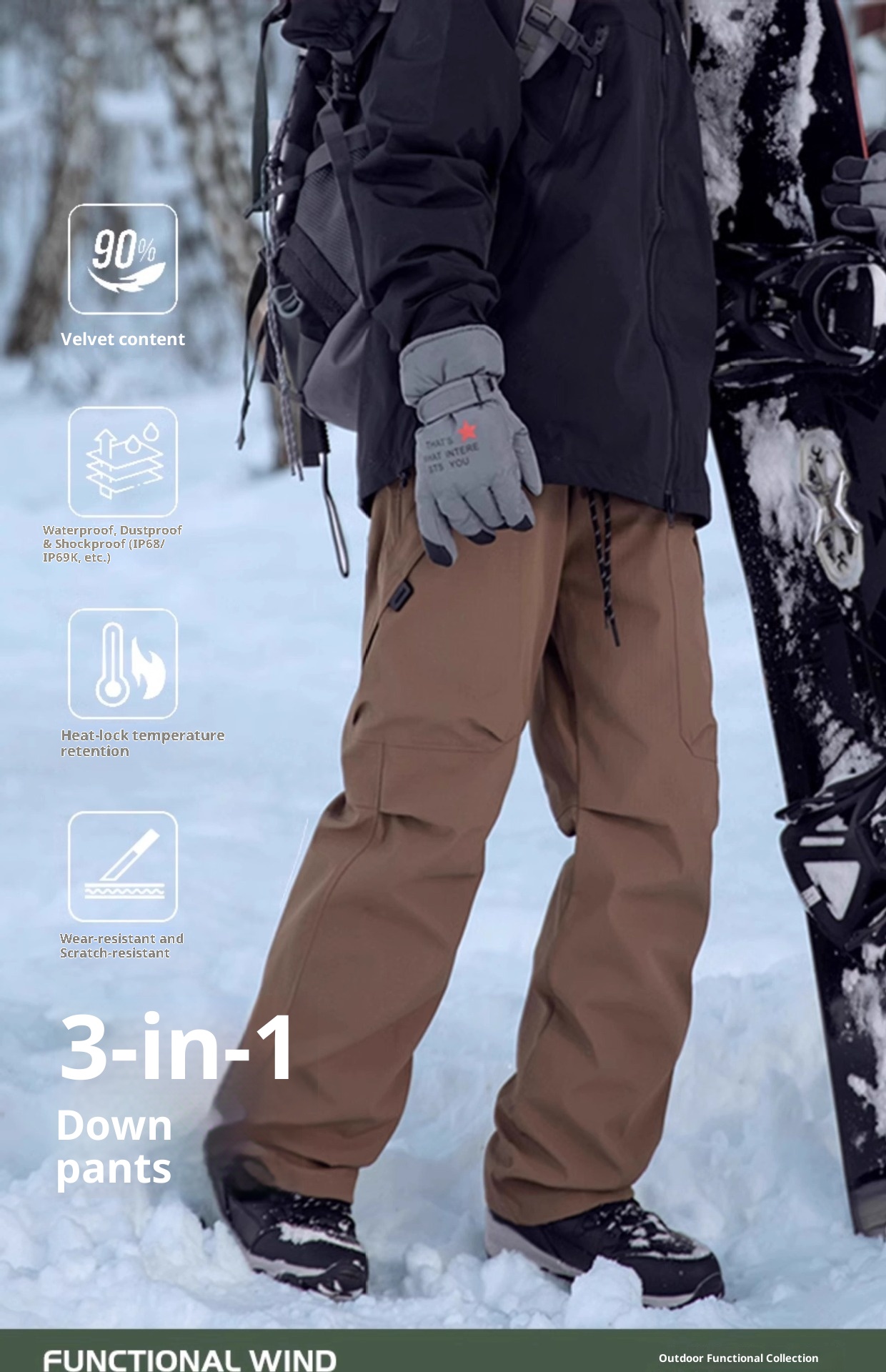 001 Giacca imbottita impermeabile HJCAMEL Camel per uomo e donna, antivento, foderata in pile, per attività all'aperto, lunga_voghion.com