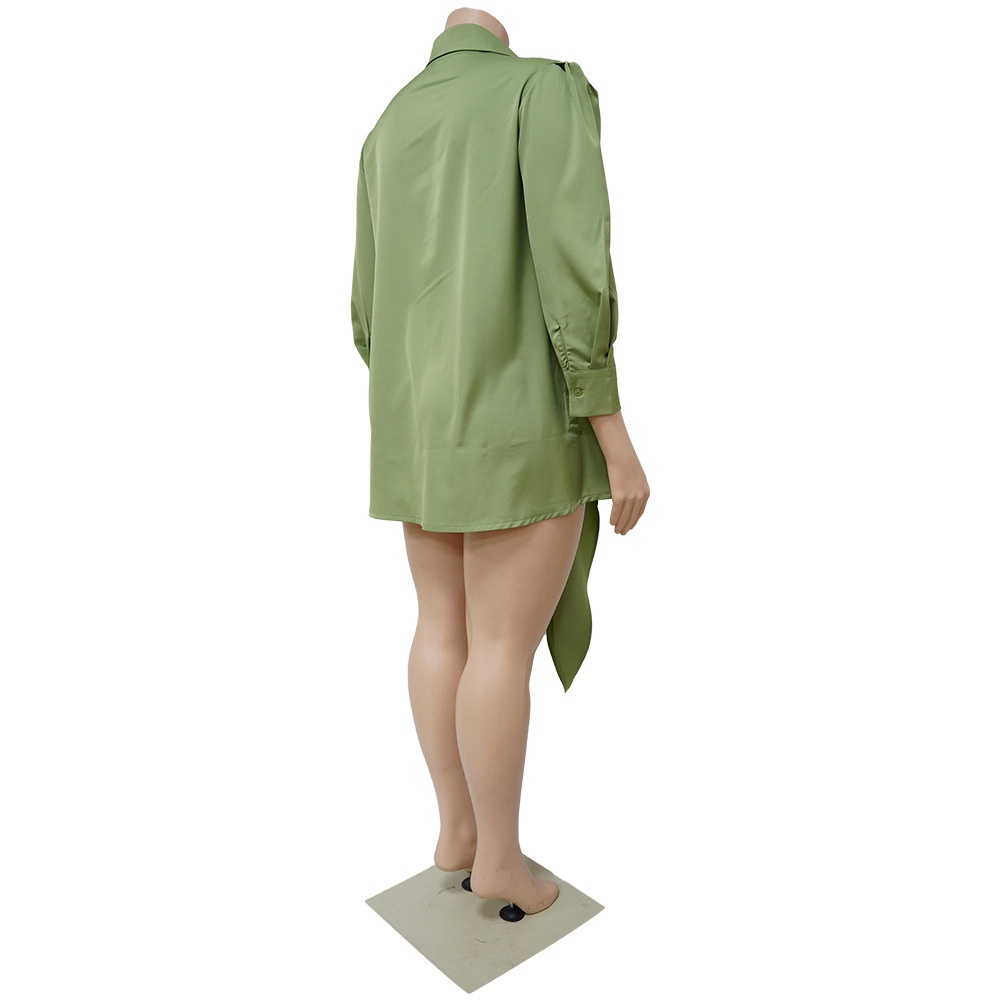 ChicShe N7626 Cro-border European And American Fahion Plu Size Women' Sexy Solid Color Lace-up Shirt-tyle Mini_voghion.com