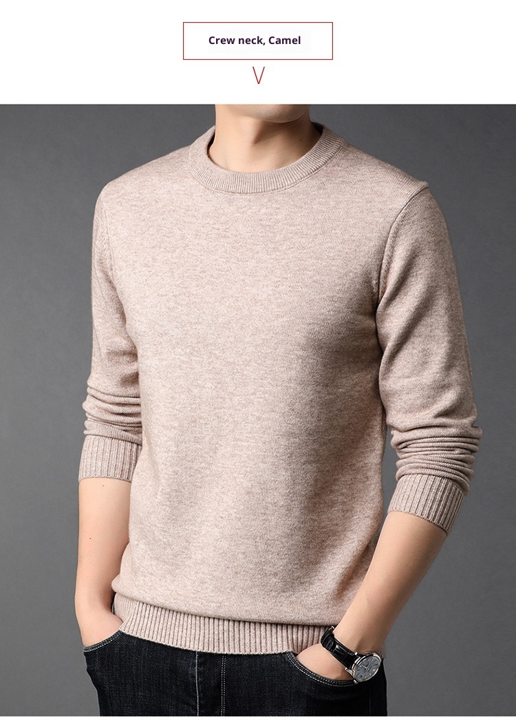 Boy Boy Boy Herren-Winterpullover aus reinem Kaschmir, dick gefüttert, halbrollkragen, Wollpullover für Herren mittleren Alters_voghion.com