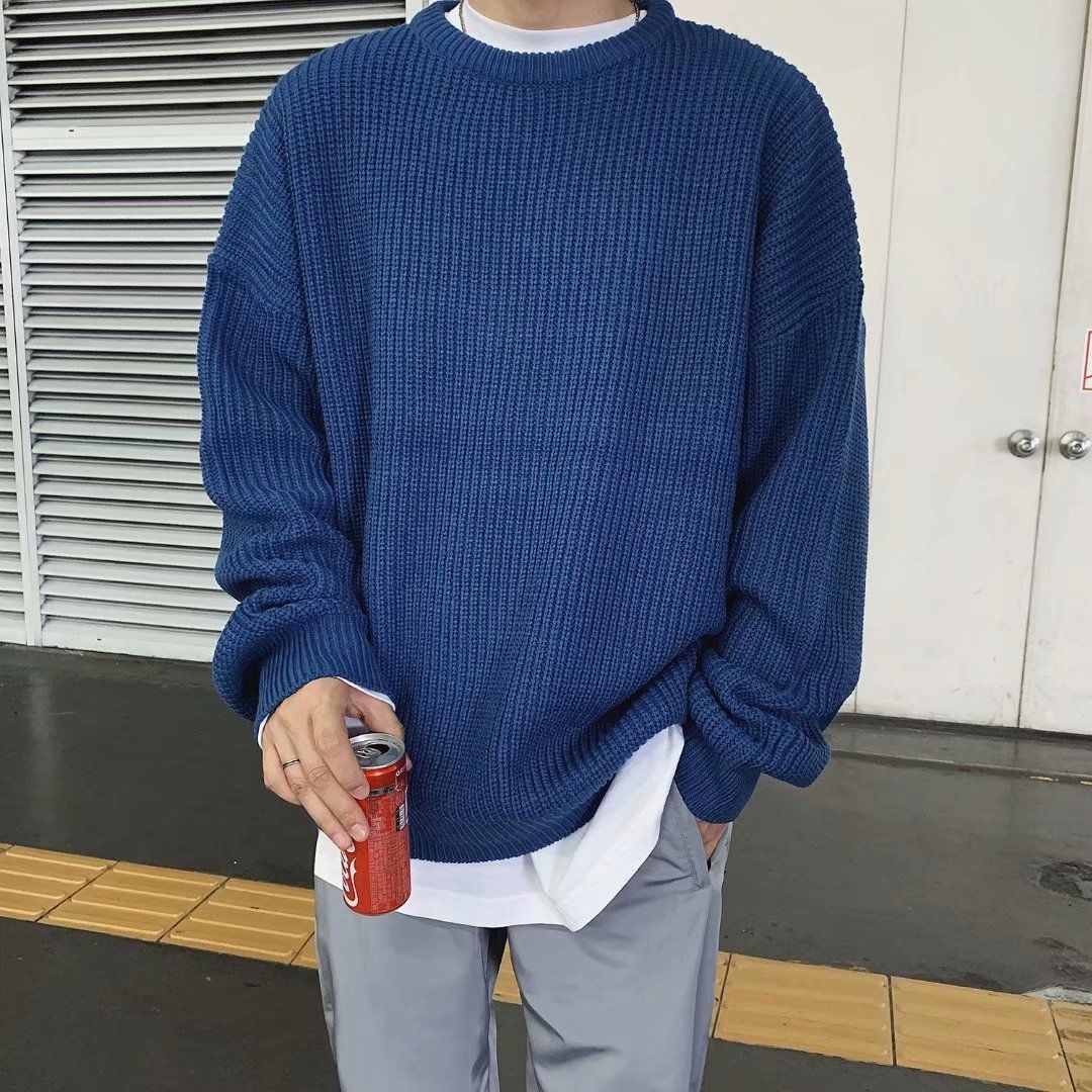 boy Boy Boy Round Neck Sweater Men 2025 New Autumn Winter Inner Layer Base Knitwear Loose Thickened Ins Korean Style Trendy_voghion.com