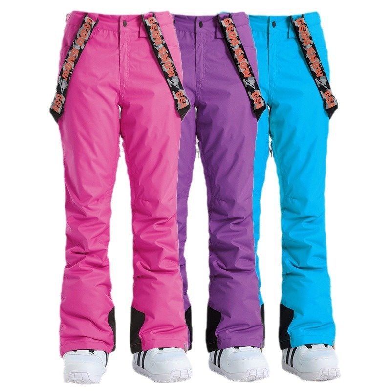 001 Gsousnow Damen Winddicht Wasserdicht Verdickt Warm Skianzug Snowboard Schneehose mit Riemen_voghion.com
