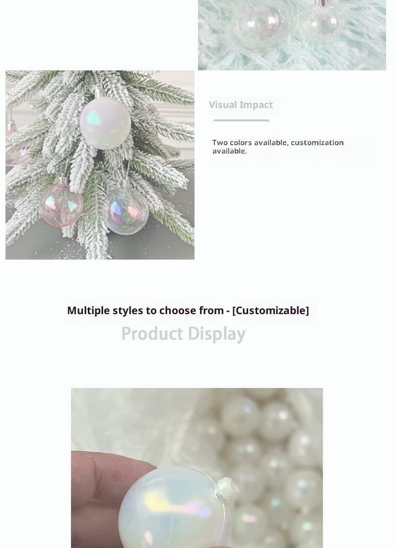 Lillian Source Factory Supply Palline decorative colorate bianche iridescenti in PET per alberi di Natale, ornamenti da appendere, galvanizzati_voghion.com