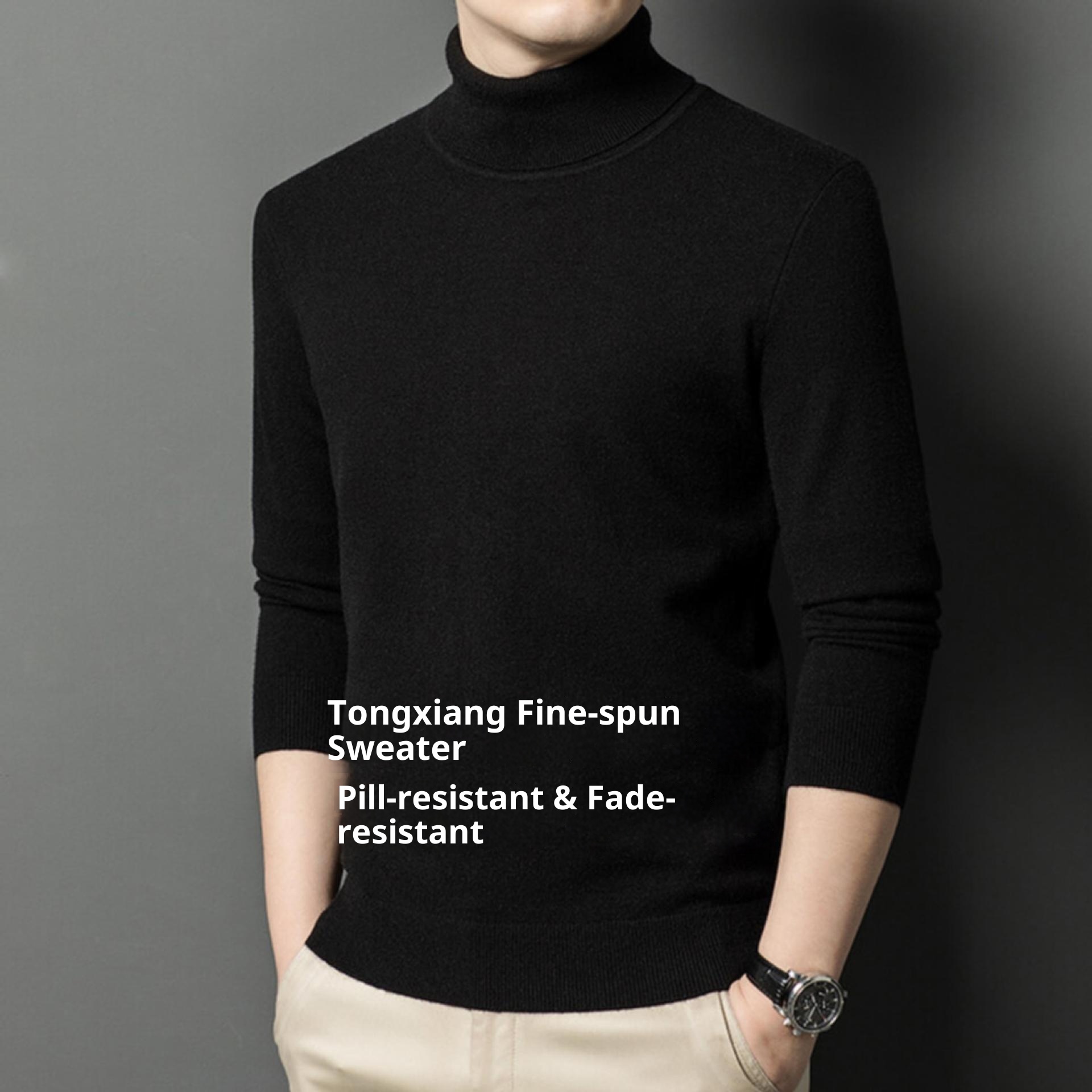 Maglione da uomo di mezza età, casual, lavorato a maglia, a collo alto, doppio risvolto, per il commercio estero transfrontaliero, autunno inverno_voghion.com