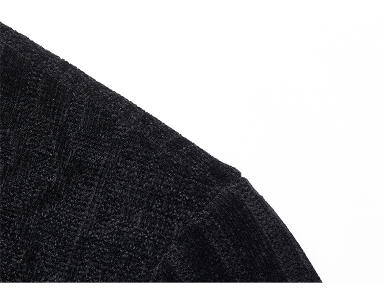 Maglione invernale in pile spesso da uomo di mezza età, in ciniglia, tinta unita, caldo e invernale_voghion.com