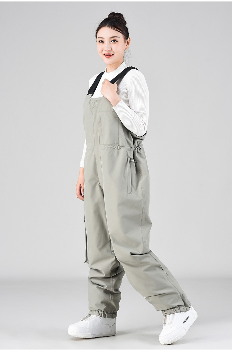 001 Ski Bib Unisex Oversized Winter Outdoor Warm Windproof Snowboard One-Piece Snow Pants_voghion.com