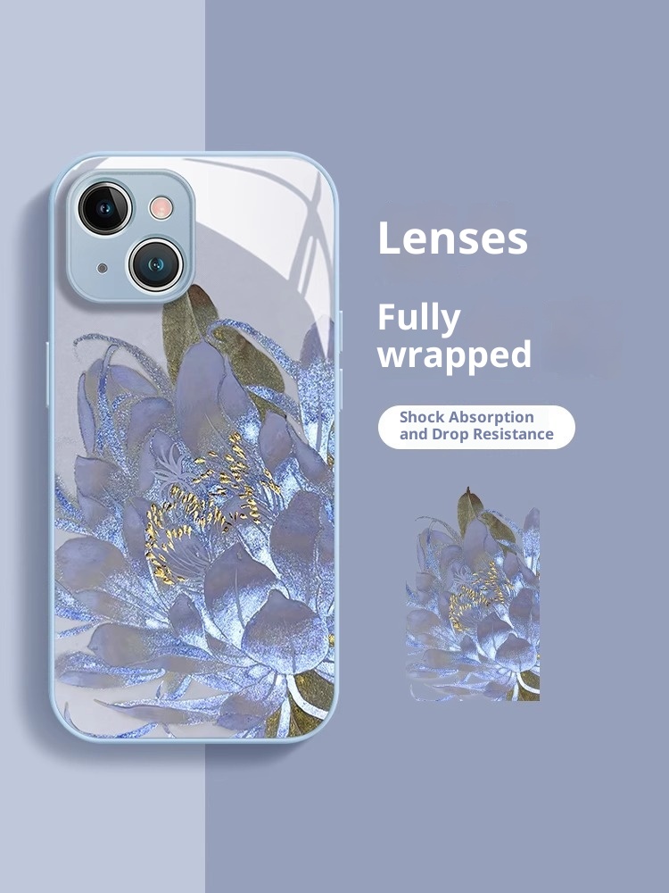 TechGlobe Koi Lotus Suitable For 15 National Trend Phone Case IPhone 13 Pro Liquid 12 Glass 7 High-end Full Coverage_voghion.com