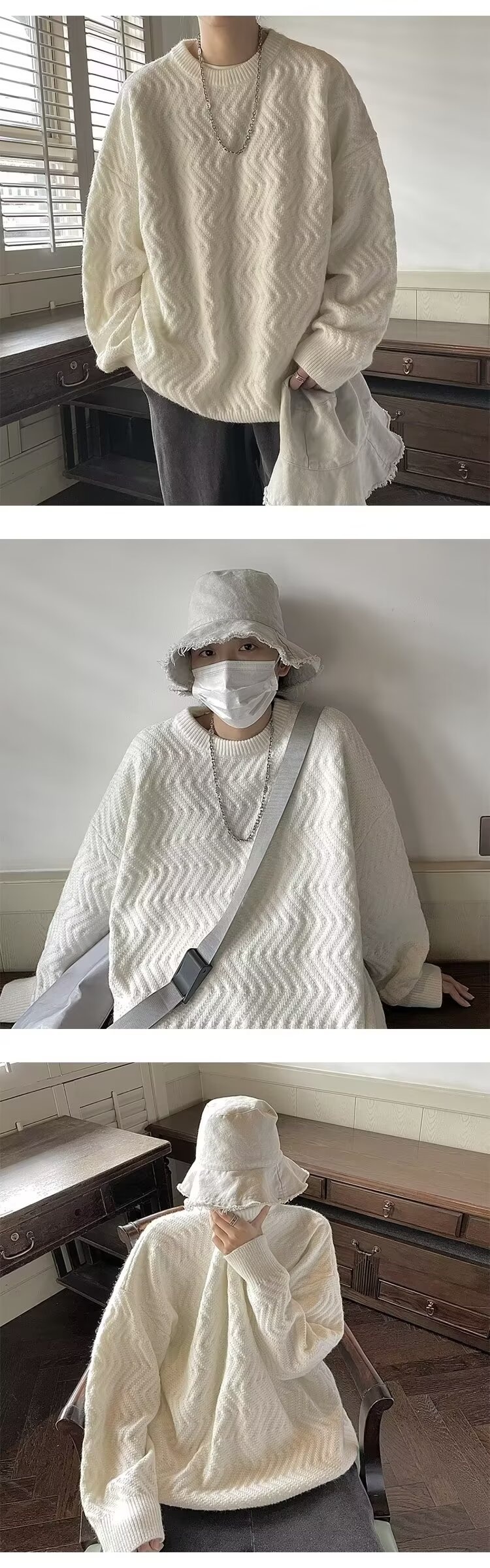 boy Boy Boy And Fluffy Soft Milk Series For Men Thickened Japanese Knitted Sweater Autumn Winter Lazy Korean Style High-end Coat_voghion.com