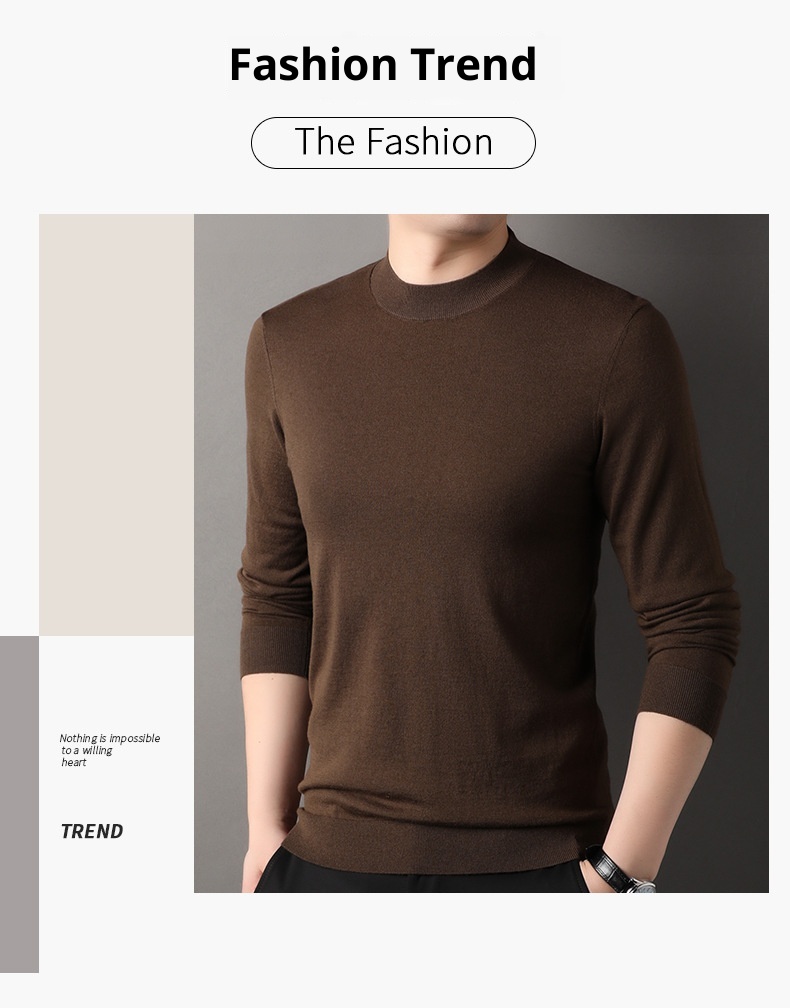 ragazzo ragazzo ragazzo fine filato 100% puro mezzo dolcevita autunno inverno lana puyuan lavabile in lavatrice maglione base camicia sottile parte superiore_voghion.com