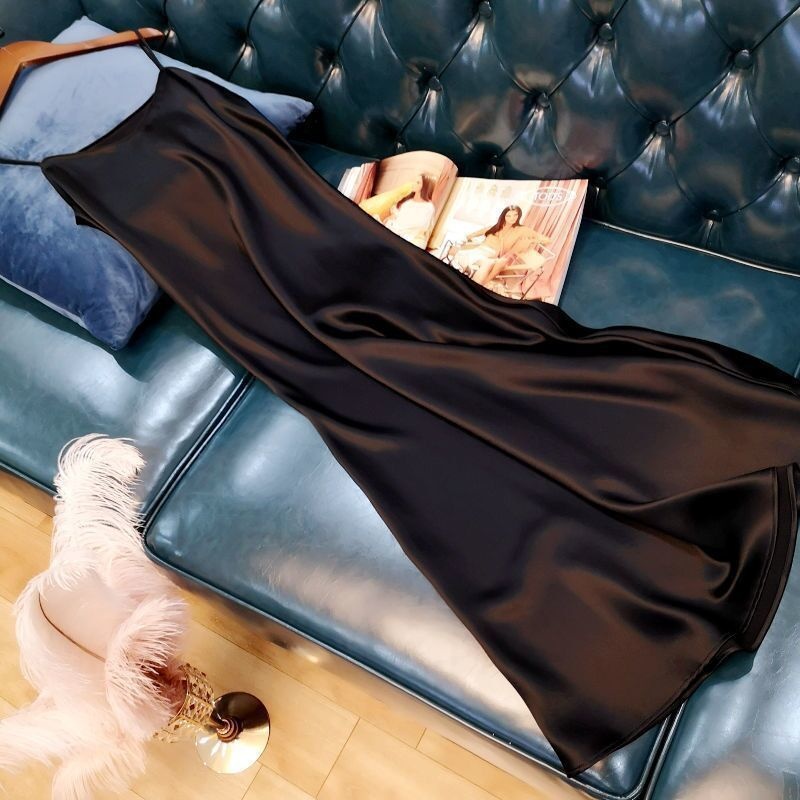 ChicShe 032 Trendy Women's Fashion New Plus Size Elegant Long French A-line Satin Strap Dress Summer_voghion.com