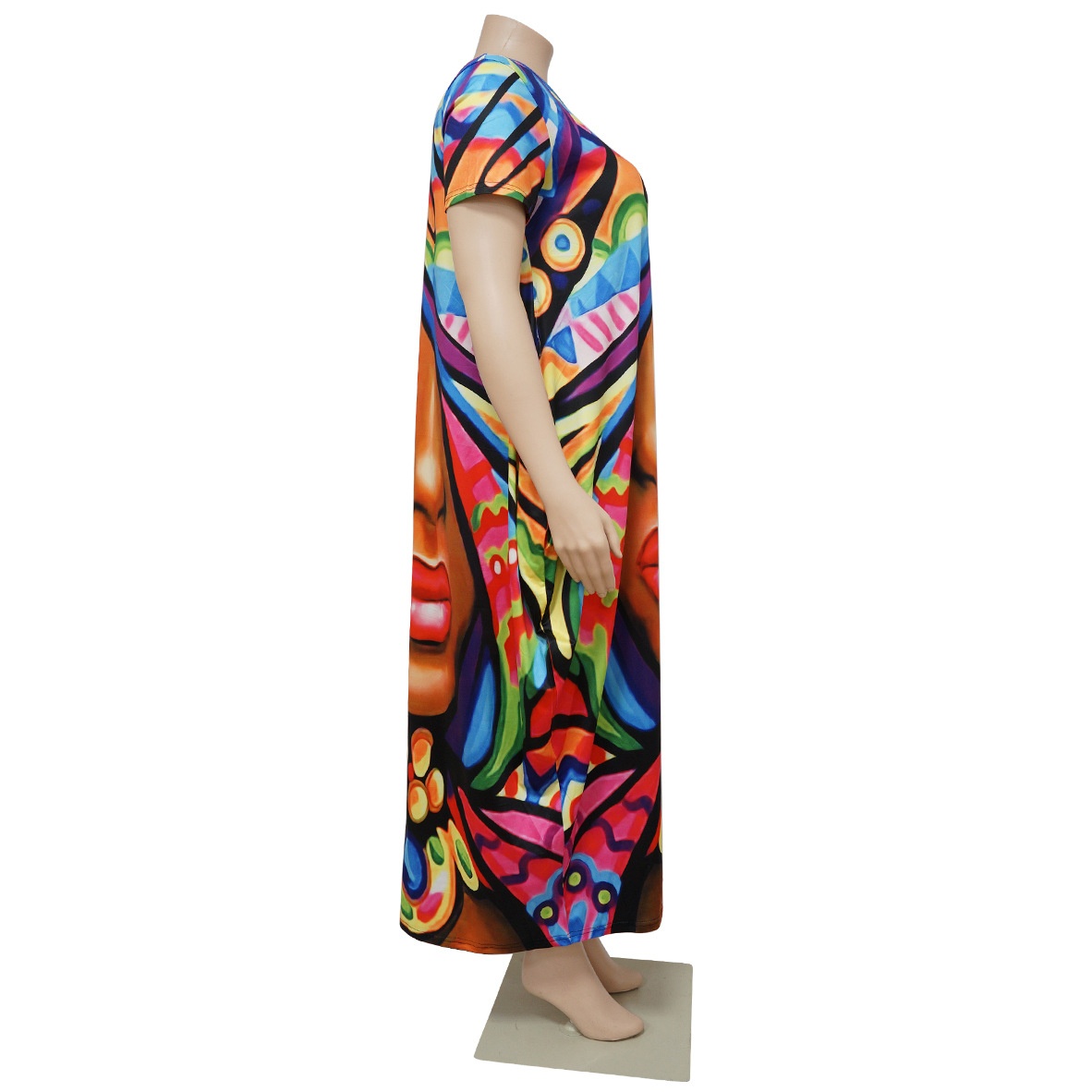 ChicShe N7514 Cross-Border European And American 's Fashion Positioning Printed Pocket Plus Size Loose Oversized Dress For_voghion.com