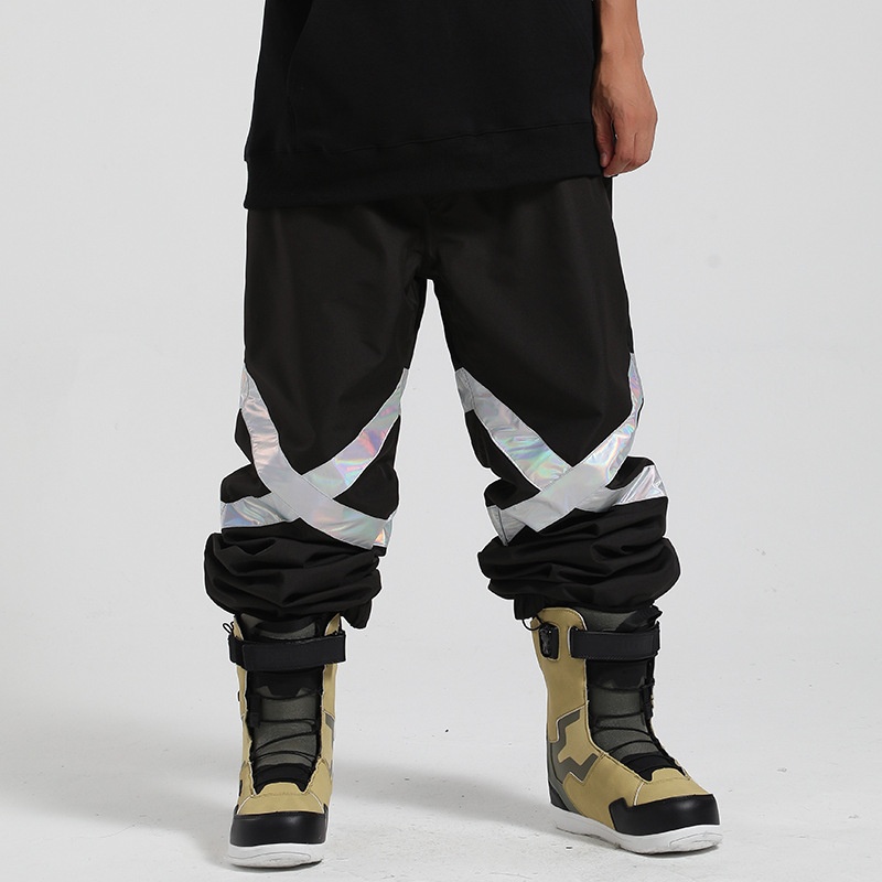 001 23 Winter New Large Size Snow Men Loose Windproof Waterproof Breathable Warm Glow-in-the-Dark Ski Pants Women Snowboard_voghion.com