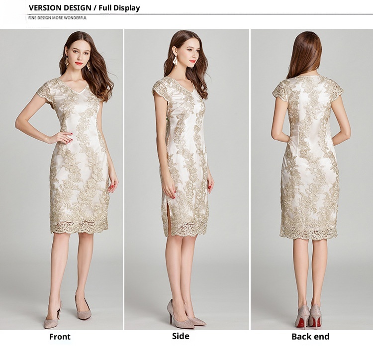 ChicShe V-Neck Embroidered Summer New Socialite Versatile Little Plus Size European And American Fashion Lace Dress_voghion.com