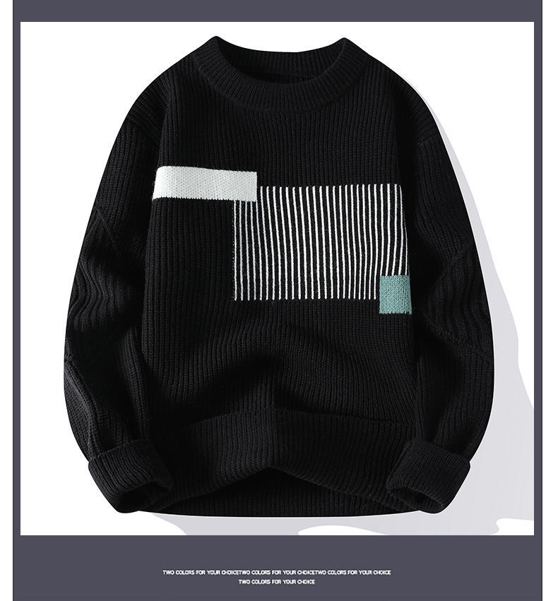 Herren-Strickpullover für Herbst/Winter: Neuer, dicker Fleece-Rundhalspullover für Teenager – Warme Basisschicht_voghion.com