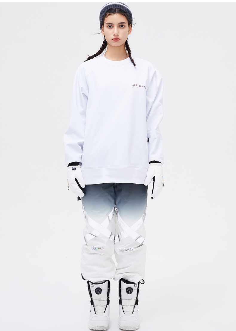 001 Bluza z kapturem, wiatroszczelna, wodoodporna, snowboardowa, narciarska, dla kobiet i mężczyzn, z okrągłym dekoltem, z kolorowym odblaskowym polarem, modne spodnie z szelkami_voghion.com