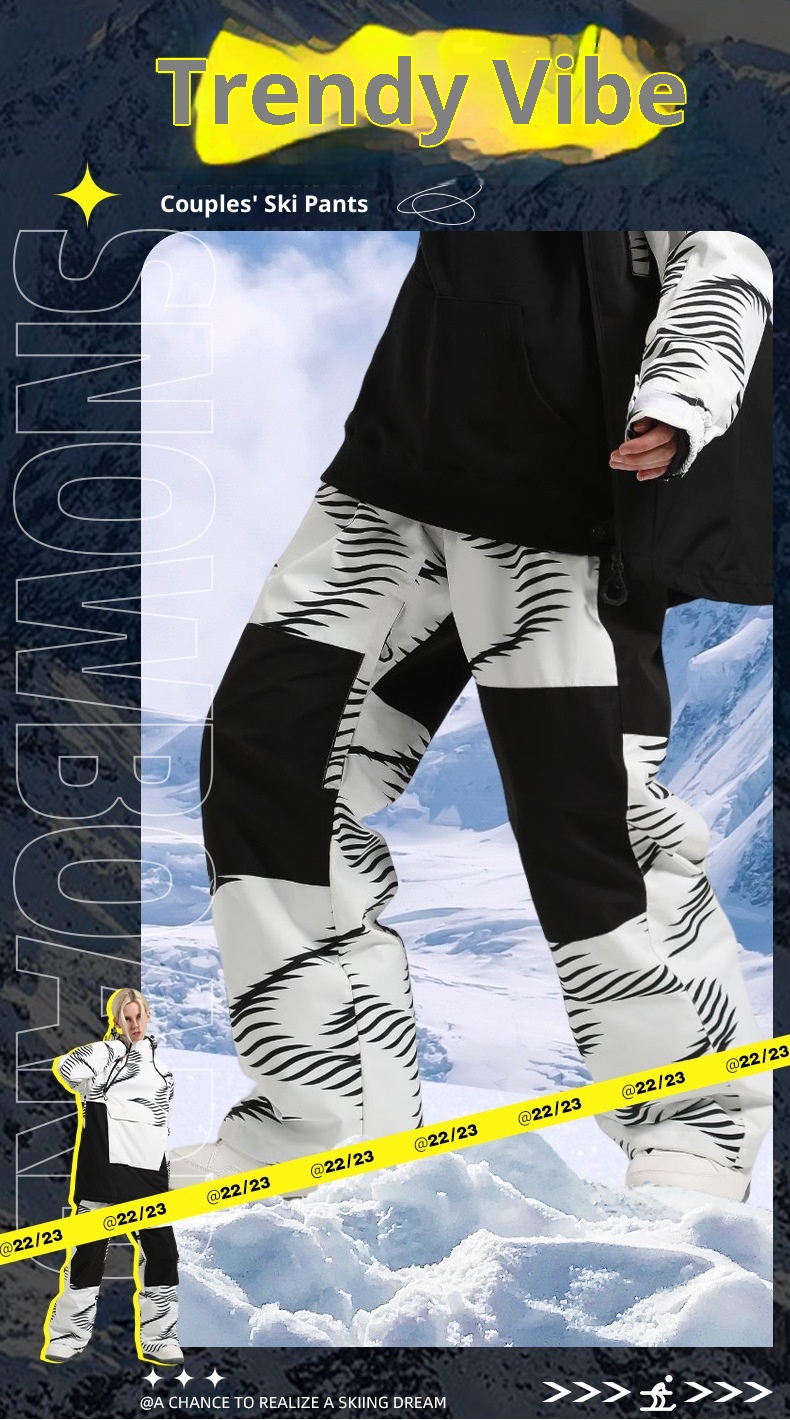 001 New Winter Pants For Women, Snowboard And Skiing, Thickened Windproof Warm Color Block Loose Snow Pants, Men's Ski_voghion.com