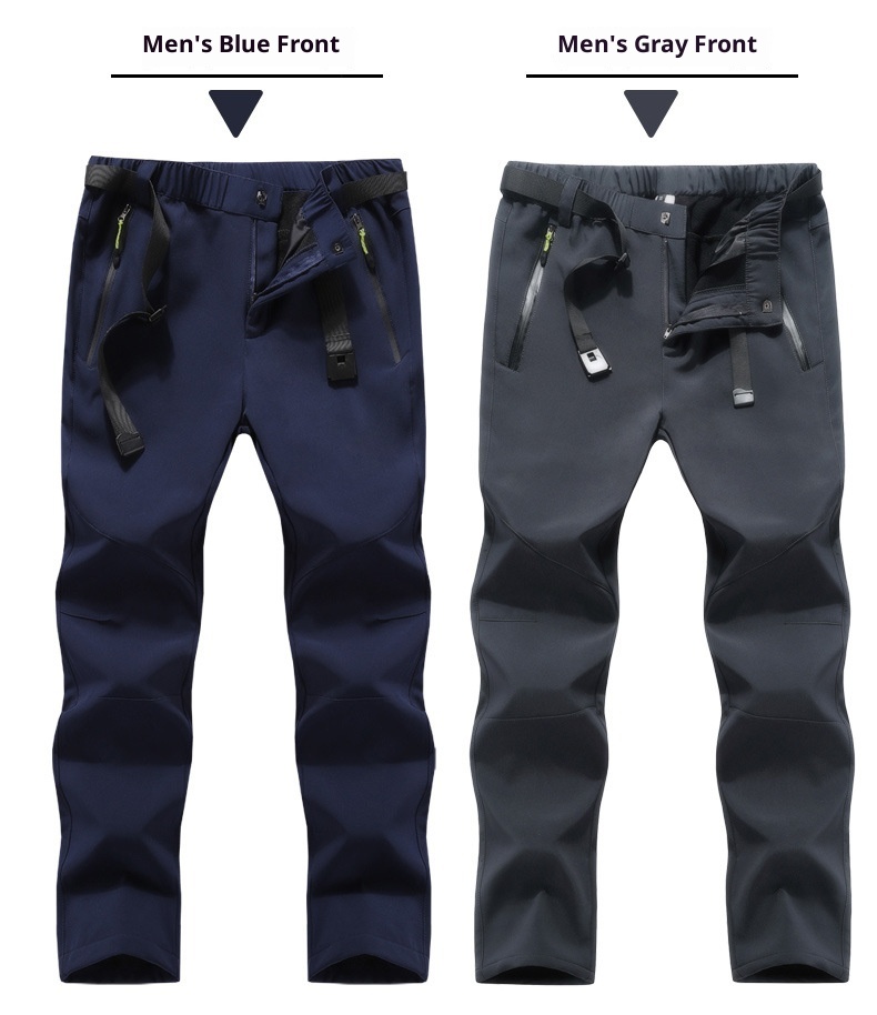 001 Outdoor Softshell Pants For Men And Women, Winter Fleece-Lined Thickened Hiking Skiing Windproof Waterproof Fleece Soft_voghion.com