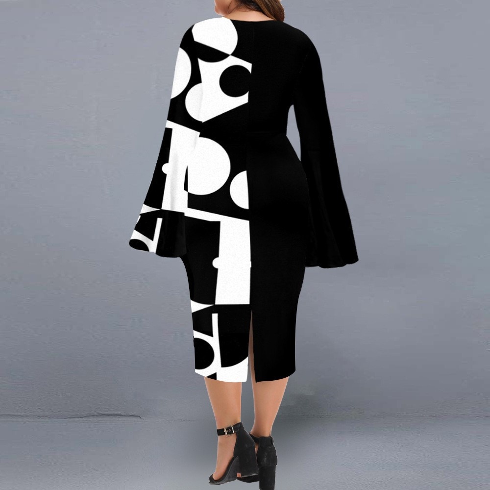 ChicShe Printed Plus Women's Bodycon Dress Extra Large Size European And American Style Personality_voghion.com