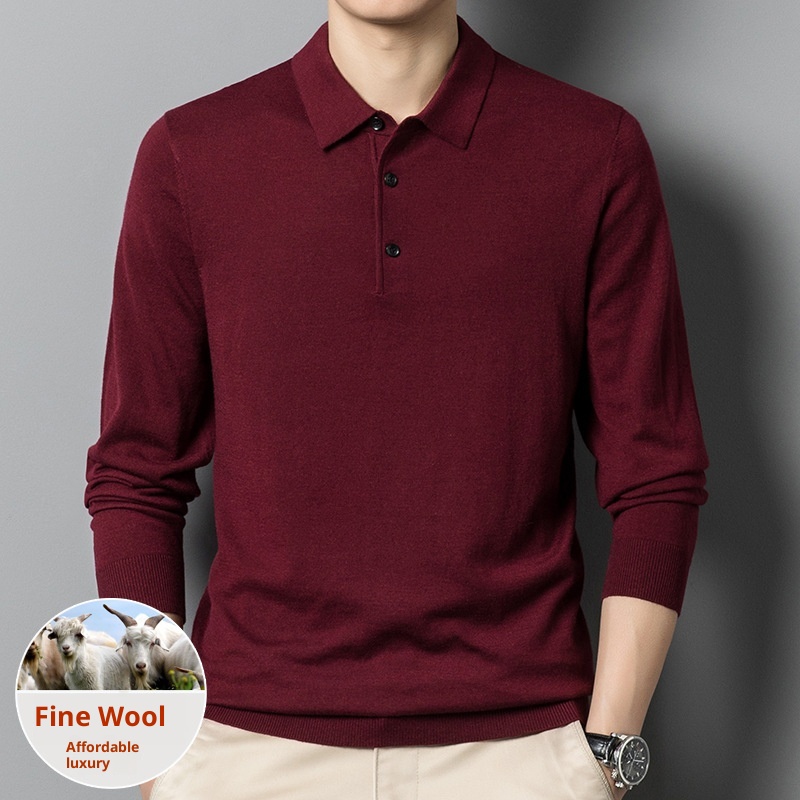 Suéter de lana fina para hombre, estilo papá, de alta gama, con cuello vuelto, corte holgado._voghion.com