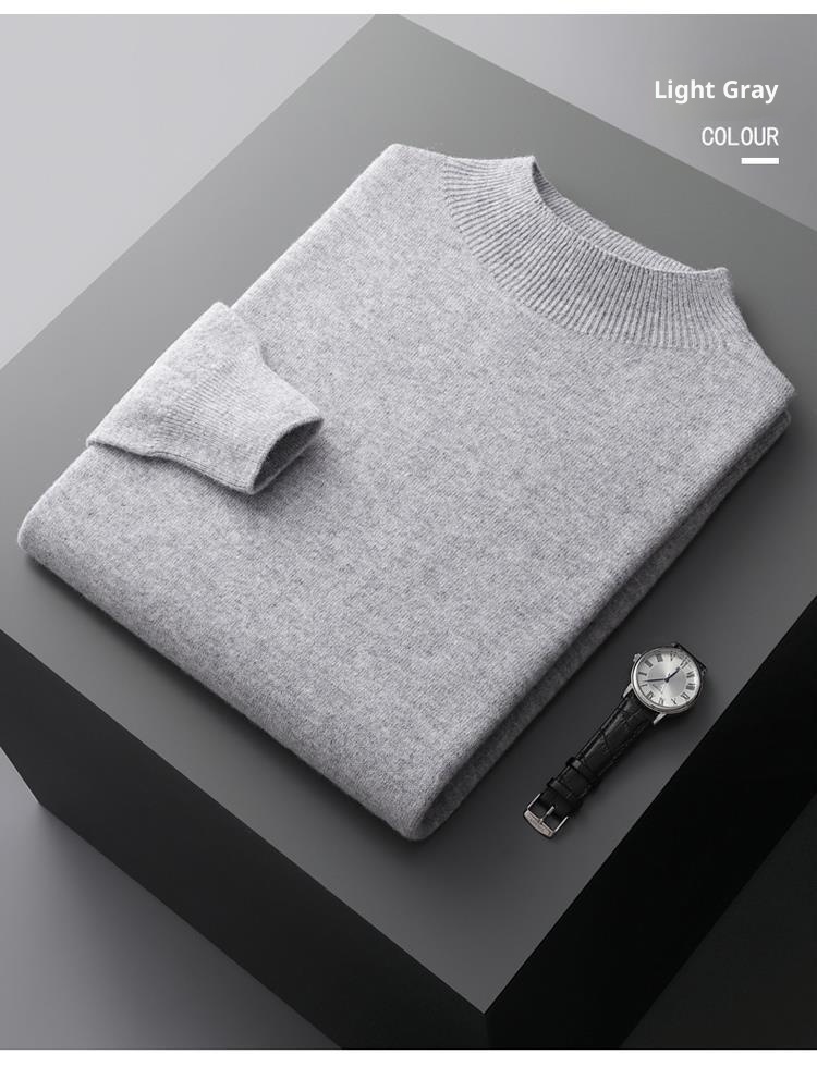 boy Boy Boy First-Lie Ready-to-Wear Half Turtleeck Me's Solid Color Kitted Pullover Base Shirt Busiess Youthful Wool Sweater_voghion.com