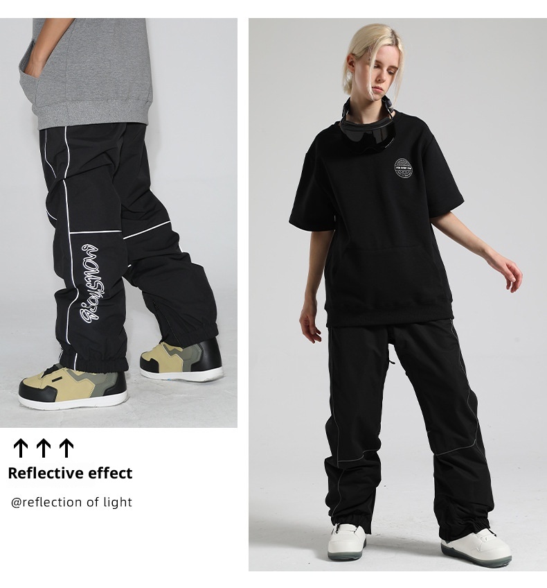 001 New Winter Snowboard Pants For Men, Reflective, Plus Size, Windproof, Waterproof, Breathable, Workwear, Warm Snow Pants,_voghion.com