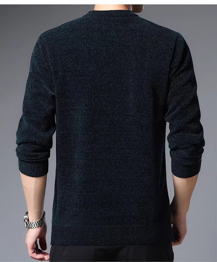 Maglione spesso foderato in pile di ciniglia e autunno più venduto da ragazzo, maglia invernale da uomo, strato di base alla moda_voghion.com