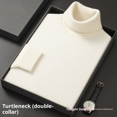 boy Boy Boy Foreign Trade Double Turn High Neck Men Wool Soft Warm Knitted Solid Color Slim Fit Base Sweater Trendy_voghion.com