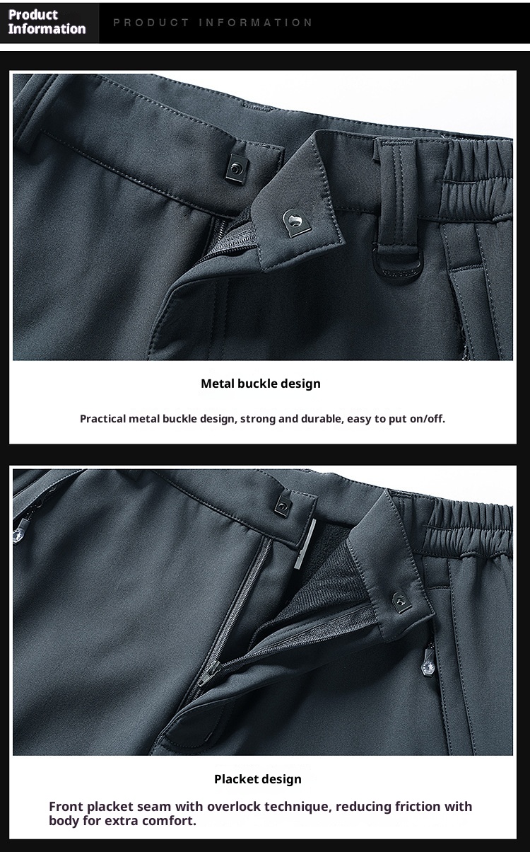 001 Cross-Border Outdoor Soft Shell Winter Skiing Hiking Loose Windproof Waterproof Softshell Pants Thickened Warm_voghion.com