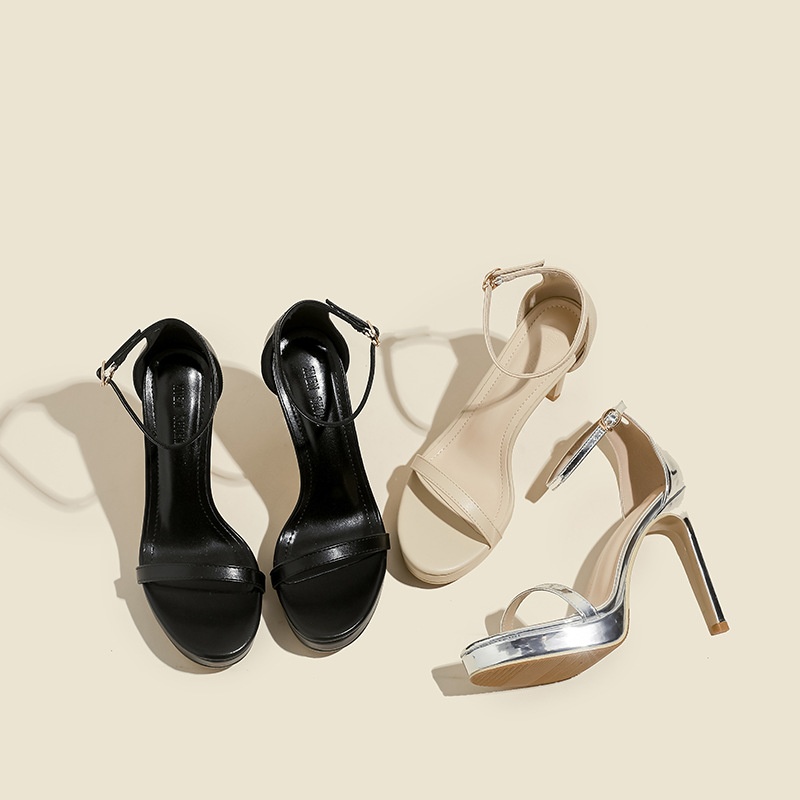 Zees 2025 nuovi sandali estivi alla moda con tacco alto, cinturino singolo, stiletto sexy, versatili, impermeabili, con suola spessa, per le donne_voghion.com