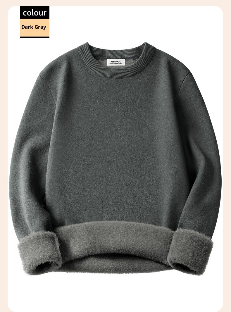 Maglione lavorato a maglia caldo in lana modale da uomo, maglietta base autunno inverno, scollo rotondo, versatile, manica lunga, all'ingrosso_voghion.com