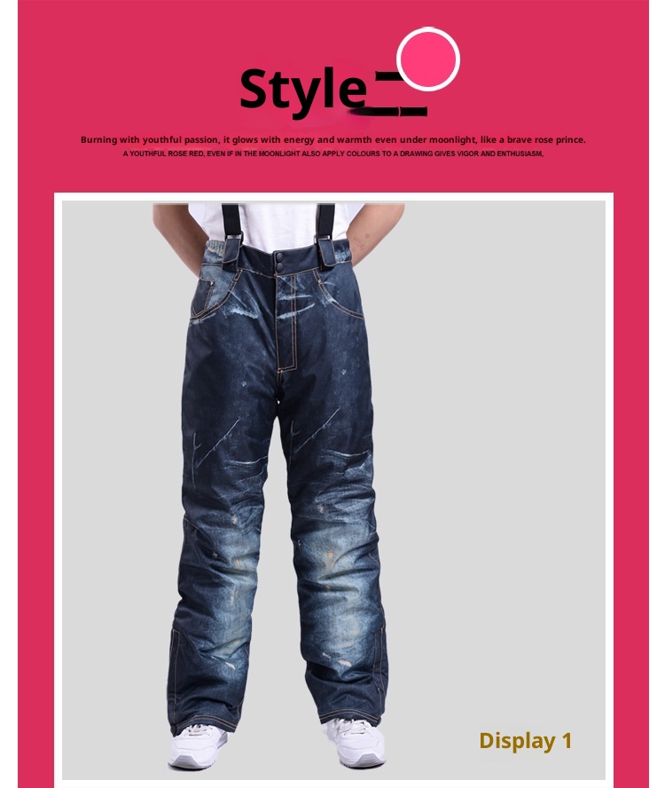 001 Dropshipping Fabricante Venda Direta Denim Ski Atacado Corta-vento Impermeável Grosso Quente Algodão Resistente ao Desgaste_voghion.com