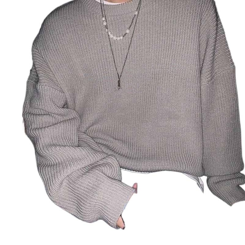 boy Boy Boy Round Neck Sweater Men 2025 New Autumn Winter Inner Layer Base Knitwear Loose Thickened Ins Korean Style Trendy_voghion.com