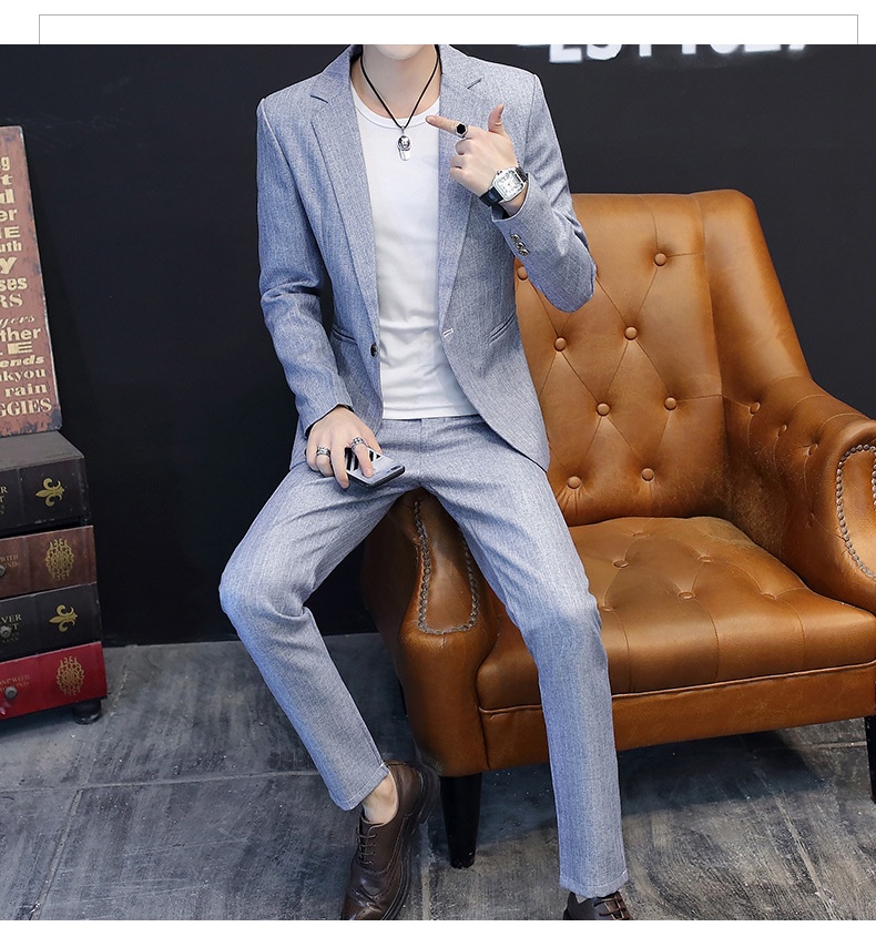 QFV507045555501<2 QFV507045555501<2 2022 Autunno Nuovo Set Manica Lunga a Righe per Uomo Versione Coreana Slim Fit Moda Giovanile Trendy Due Pezzi_voghion.com