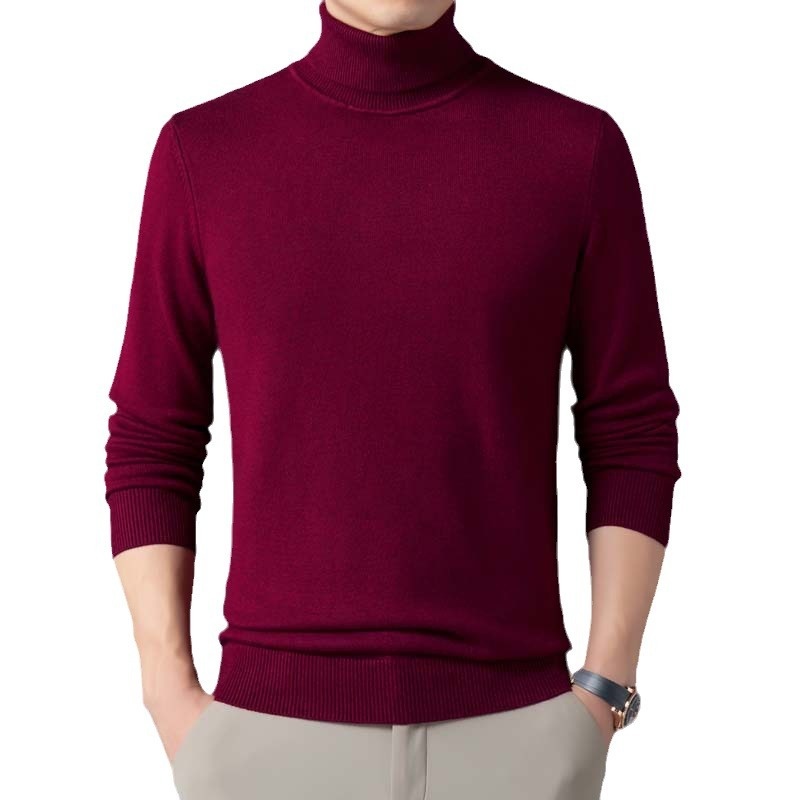 Maglione da uomo di mezza età, casual, lavorato a maglia, a collo alto, doppio risvolto, per il commercio estero transfrontaliero, autunno inverno_voghion.com