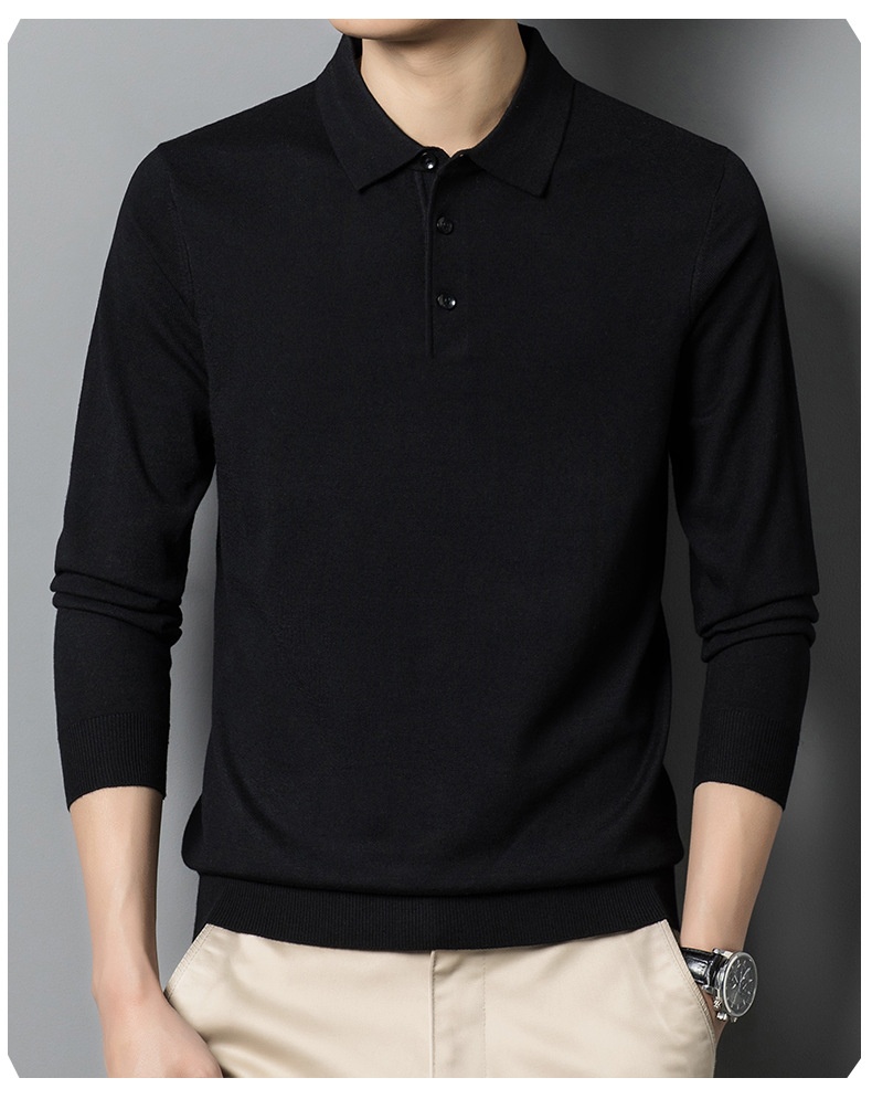 boy Boy Boy Autumn Thin Wool Men, High-End Business Turn-Down Collar Dad Sweater, Loose Base Knit Sweater For Men_voghion.com