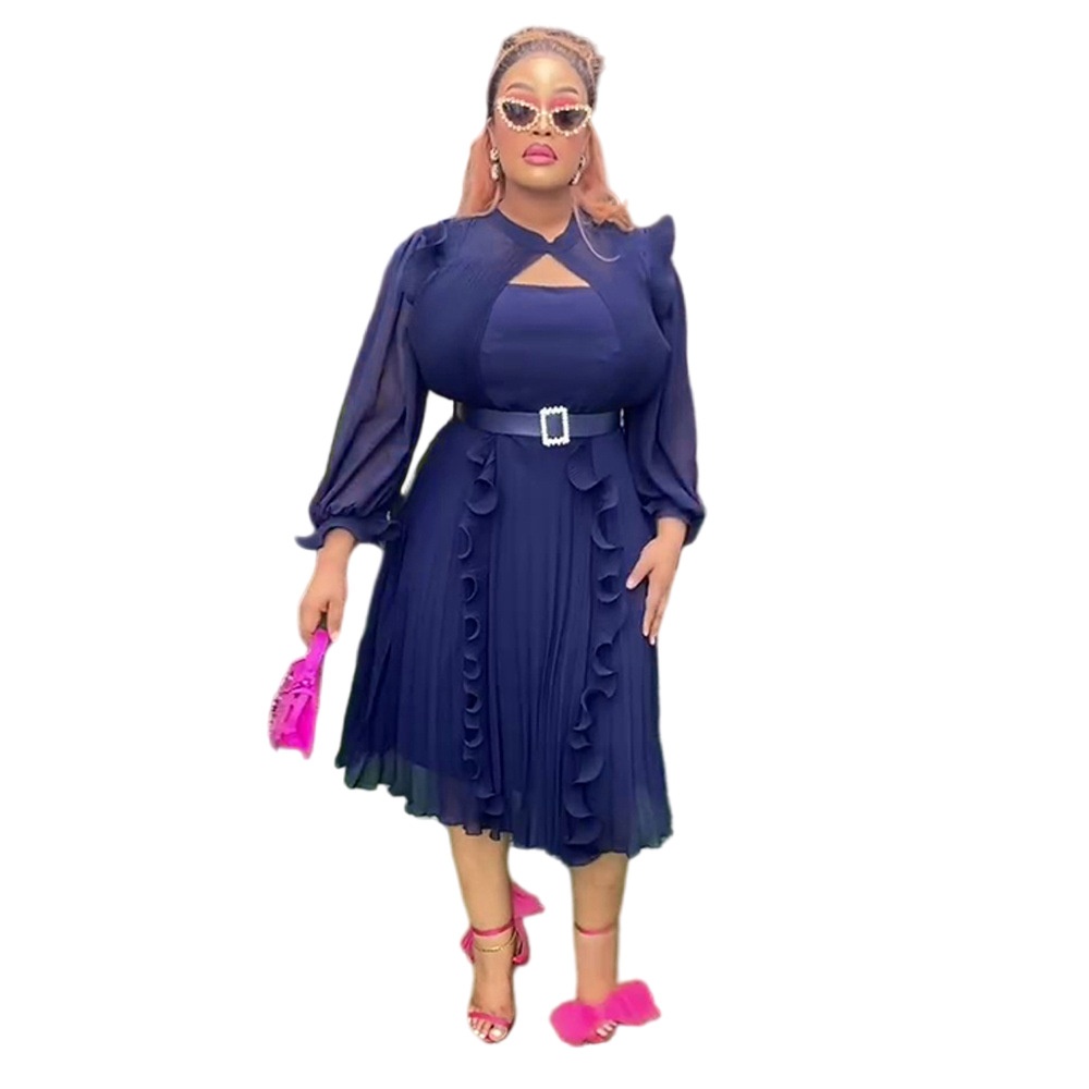 ChicShe Europäische und amerikanische grenzüberschreitende Damenbekleidung in Übergrößen, afrikanische Unifarben, neue Herbstkollektion, hochtailliert, figurformend_voghion.com