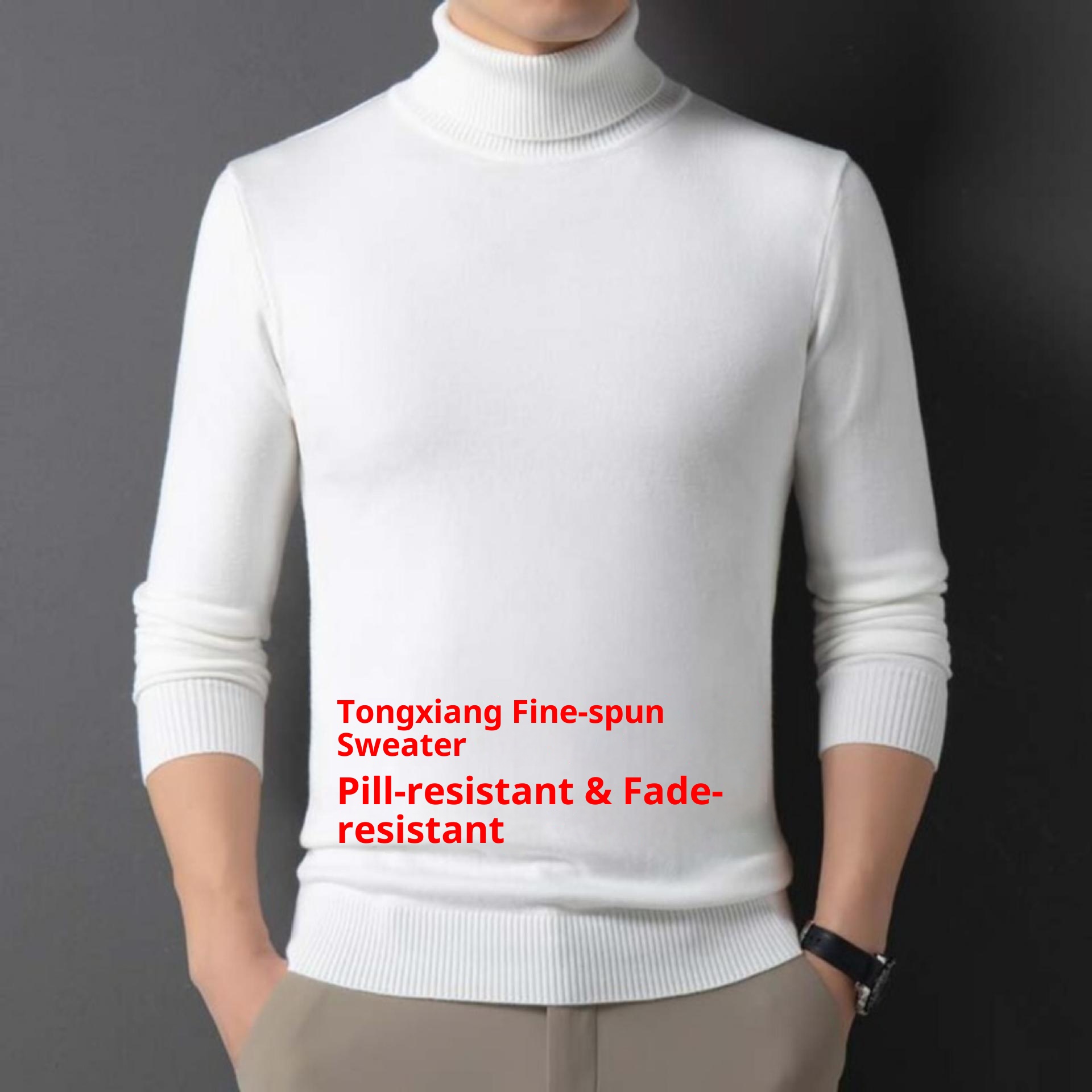 Maglione da uomo di mezza età, casual, lavorato a maglia, a collo alto, doppio risvolto, per il commercio estero transfrontaliero, autunno inverno_voghion.com