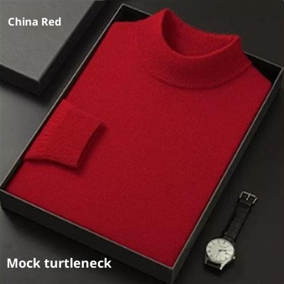 boy Boy Boy Foreign Trade Double Turn High Neck Men Wool Soft Warm Knitted Solid Color Slim Fit Base Sweater Trendy_voghion.com