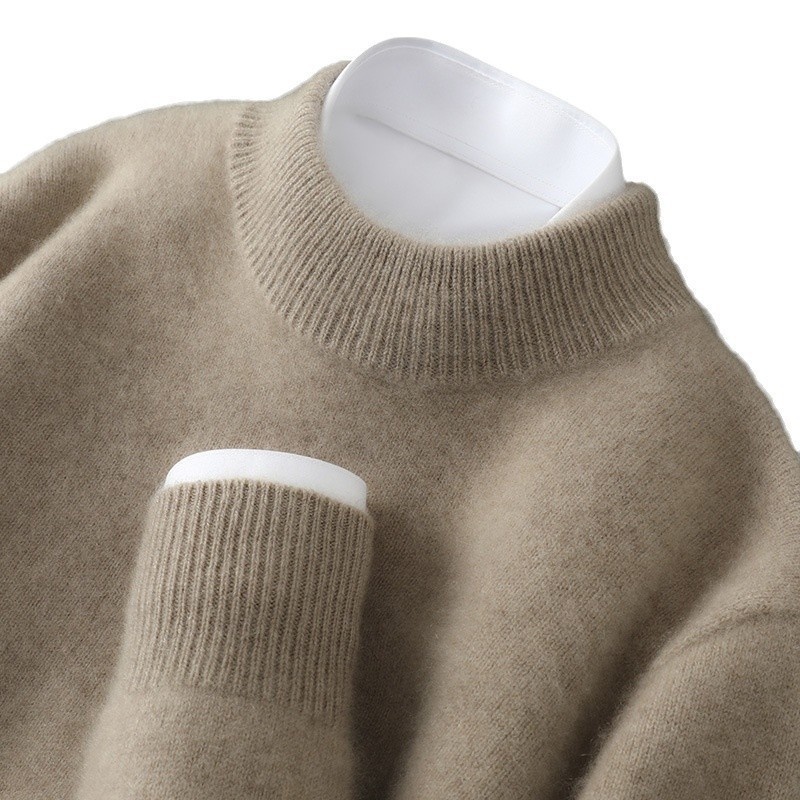 boy Boy Boy Men's Half Turtleneck 100% Wool Thickened Autumn Winter New Business Casual Loose Long Sleeve Knitted Sweater_voghion.com