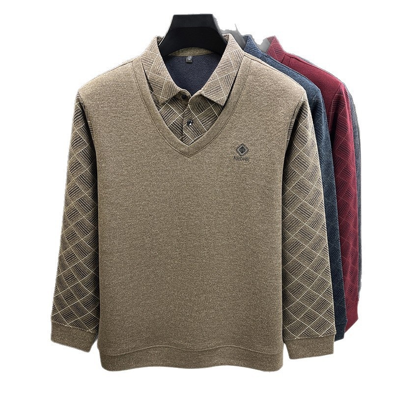 Maglione da uomo Boy Boy con fodera in lana di pecora e pile, design a due pezzi ispessito, nuovo modello 2025, base calda invernale_voghion.com