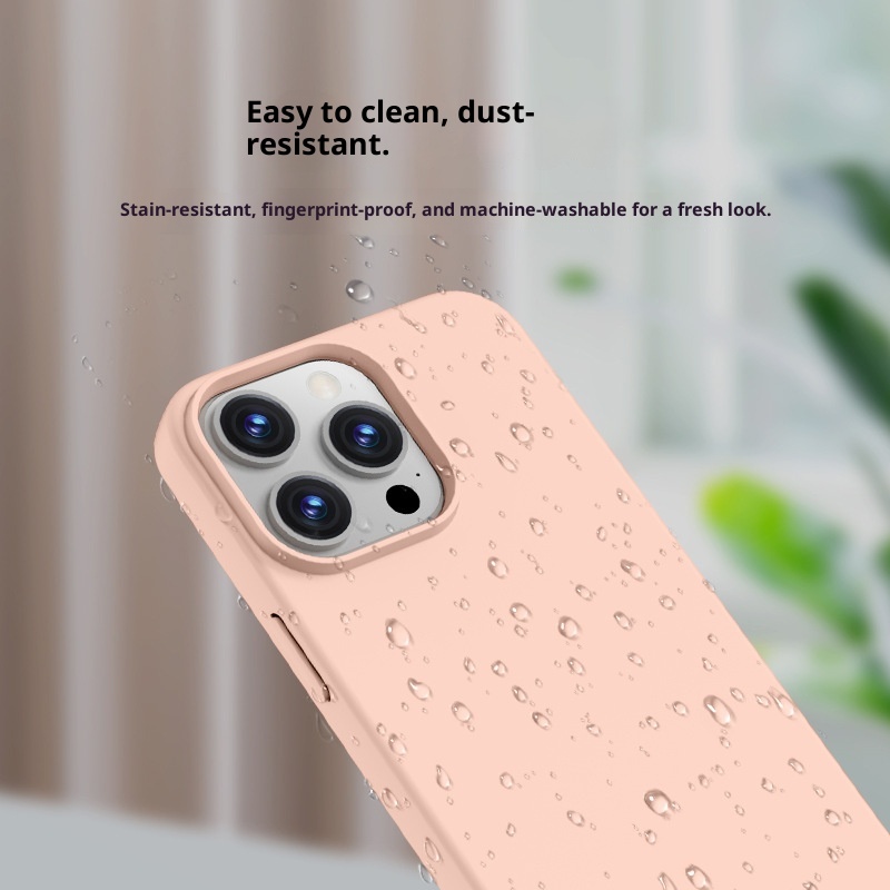 Custodia protettiva anti-caduta a copertura totale TechGlobe adatta per iPhone 14, in silicone liquido con bordo dritto e foro grande, per iPhone 15_voghion.com