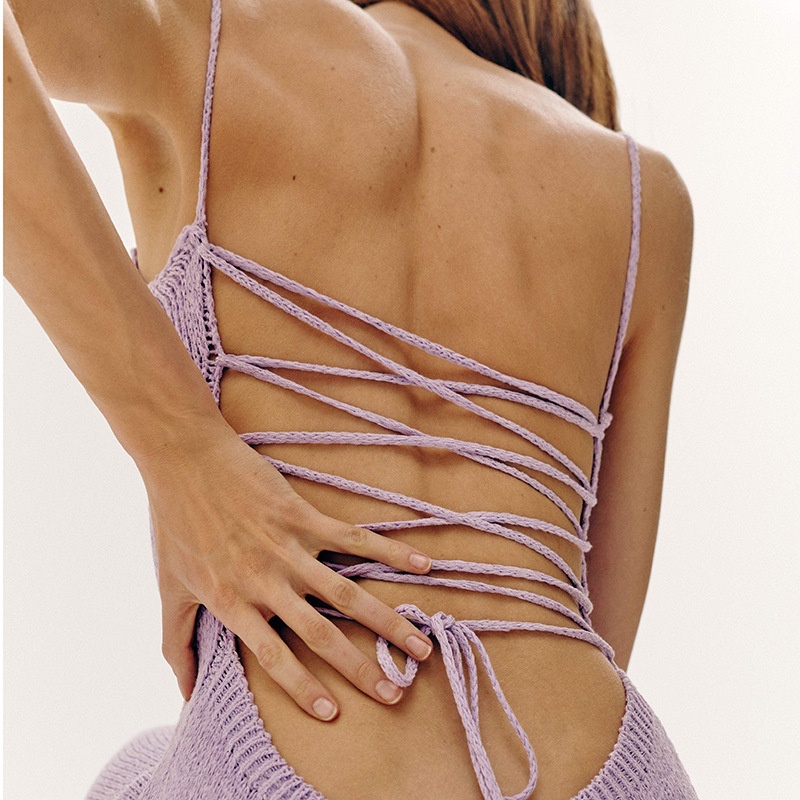 ChicShe Cro-Border Moda Donna INS Europeo e Americano Nuovo Sexy Maglia Spalline Legare Schiena Spaccata Puro Desiderio Aderente_voghion.com