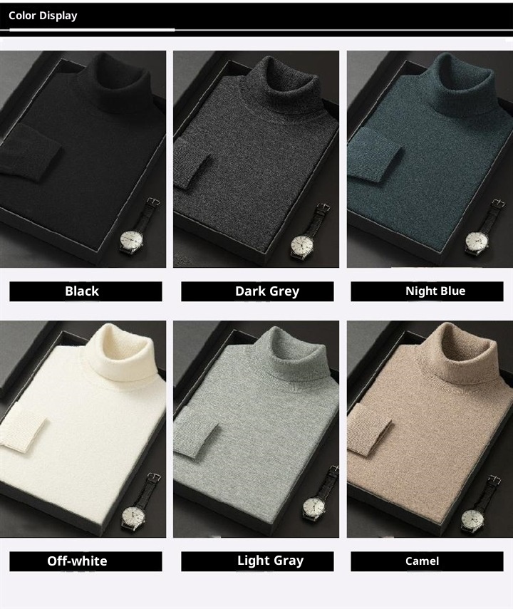 boy Boy Boy Foreign Trade Double Turn High Neck Men Wool Soft Warm Knitted Solid Color Slim Fit Base Sweater Trendy_voghion.com