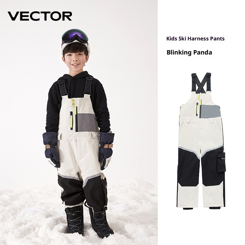 001 VECTOR Children's Overalls Ski Boys Girls Color Block Warm Waterproof Windproof New Style Suspender Pants_voghion.com